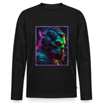 Orc Polygon Headset Headphones Gamer Geometrisch - Männer Premium Bio Langarmshirt - Schwarz - Vorne - Nico (187cm)