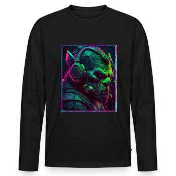 Orc Polygon Headset Headphones Gamer Geometrisch - Männer Premium Bio Langarmshirt - Schwarz - Vorne - Nico (187cm)