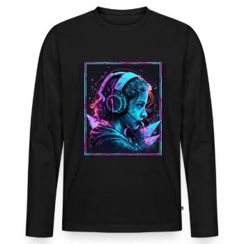 Polygon Headset Headphones Gamer Geometric - Men's Premium Organic Long Sleeve Shirt - black - Front - Nico (187cm)