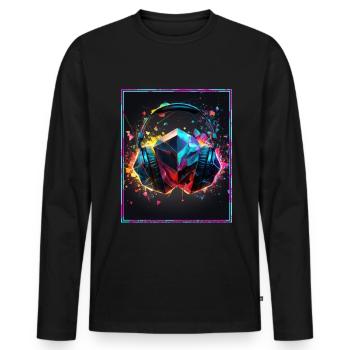 Polygon Headset Headphones Gamer Geometric - Men's Premium Organic Long Sleeve Shirt - black - Front - Nico (187cm)