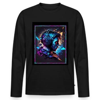 Polygon Headset Headphones Gamer Geometric - Men's Premium Organic Long Sleeve Shirt - black - Front - Nico (187cm)