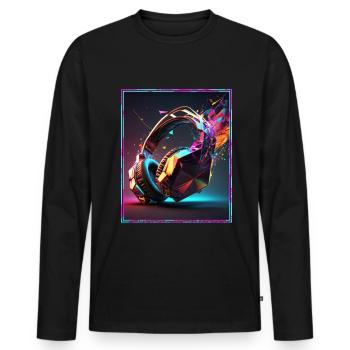 Polygon Headset Headphones Gamer Geometric - Men's Premium Organic Long Sleeve Shirt - black - Front - Nico (187cm)
