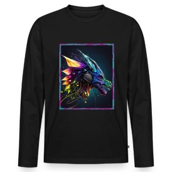 Dragon Polygon Headset Headphones Geometric - Men's Premium Organic Long Sleeve Shirt - black - Front - Nico (187cm)