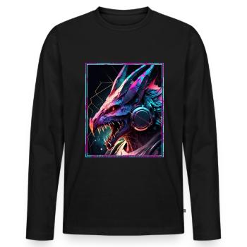Dragon Polygon Headset Headphones Geometric - Men's Premium Organic Long Sleeve Shirt - black - Front - Nico (187cm)