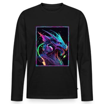 Dragon Polygon Headset Headphones Geometric - Men's Premium Organic Long Sleeve Shirt - black - Front - Nico (187cm)