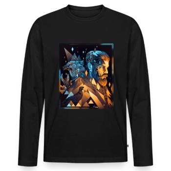 Viking Viking Polygon Geometric Nordic Neon - Men's Premium Organic Long Sleeve Shirt - black - Front - Nico (187cm)