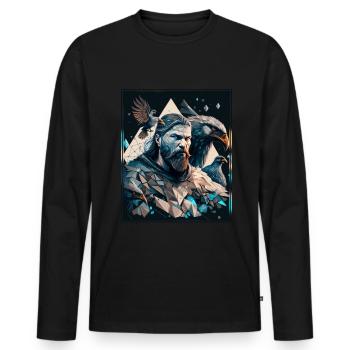 Viking Viking Polygon Geometric Nordic Neon - Men's Premium Organic Long Sleeve Shirt - black - Front - Nico (187cm)
