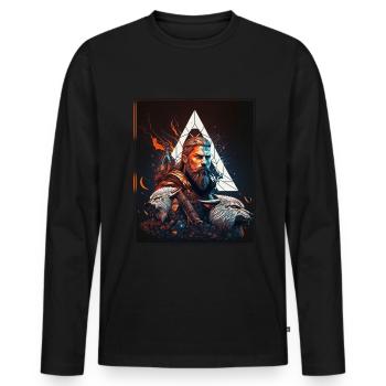 Viking Viking Polygon Geometric Nordic Neon - Men's Premium Organic Long Sleeve Shirt - black - Front - Nico (187cm)