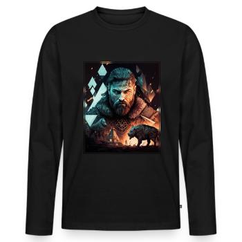 Viking Viking Polygon Geometric Nordic Neon - Men's Premium Organic Long Sleeve Shirt - black - Front - Nico (187cm)