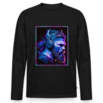 Viking Viking Headset Gamer Streamer Music Neon - Men's Premium Organic Long Sleeve Shirt - black - Front - Nico (187cm)