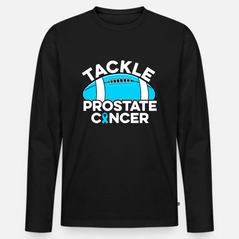 Prostatakrebs bekämpfen Fußball Prostatakrebs - Männer Premium Bio Langarmshirt - Schwarz