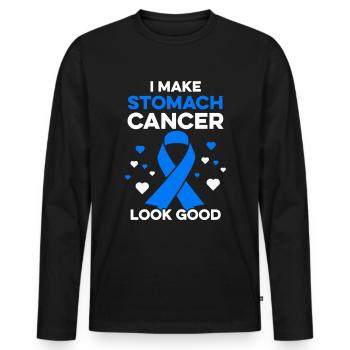 I Make Stomach Cancer Look Good Funny Stomach - Men's Premium Organic Long Sleeve Shirt - black - Front - Nico (187cm)
