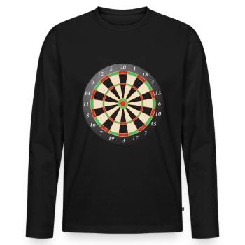 Darts Bullseye Dart Board Dartboard Target Dart - T-shirt manches longues Premium bio Homme - noir - Devant - Nico (187cm)
