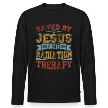Krebspatient Chemo - gerettet von Jesus und - Männer Premium Bio Langarmshirt - Schwarz - Vorne - Nico (187cm)