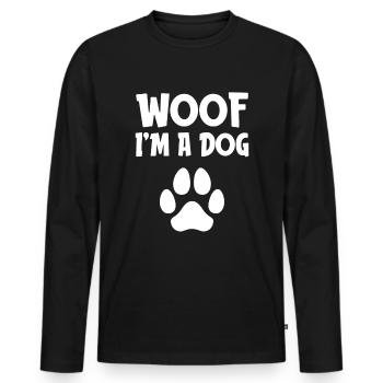 Woof Ich bin ein Hund Lustig Lazy Halloween Kostüm Hund - Männer Premium Bio Langarmshirt - Schwarz - Vorne - Nico (187cm)