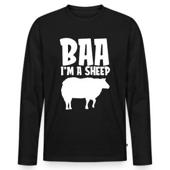 Baa Ich bin ein Schaf Lustiges Lazy Halloween Kostüm - Männer Premium Bio Langarmshirt - Schwarz - Vorne - Nico (187cm)