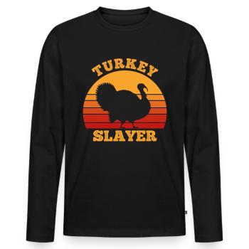 Lustige Truthahnjäger Jagdgeschenke für Männer Frauen - Männer Premium Bio Langarmshirt - Schwarz - Vorne - Nico (187cm)