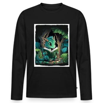 Read Books Book Dragon Fable Fantasy Saga - Men's Premium Organic Long Sleeve Shirt - black - Front - Nico (187cm)