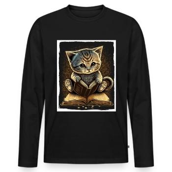 Read Books Book Cat Fable Fantasy Saga - Men's Premium Organic Long Sleeve Shirt - black - Front - Nico (187cm)