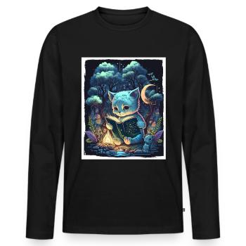 Read Books Book Cat Fable Fantasy Saga - Men's Premium Organic Long Sleeve Shirt - black - Front - Nico (187cm)