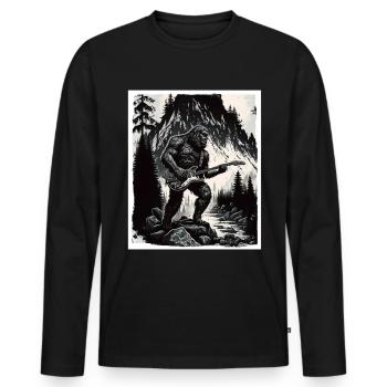 Big Foot Sasquatch Rock Guitare Musique Metal Grunge - T-shirt manches longues Premium bio Homme - noir - Devant - Nico (187cm)