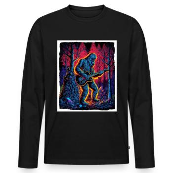 Big Foot Sasquatch Rock Guitare Musique Metal Grunge - T-shirt manches longues Premium bio Homme - noir - Devant - Nico (187cm)