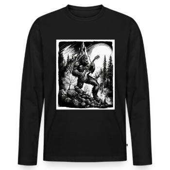 Big Foot Sasquatch Rock Guitare Musique Metal Grunge - T-shirt manches longues Premium bio Homme - noir - Devant - Nico (187cm)
