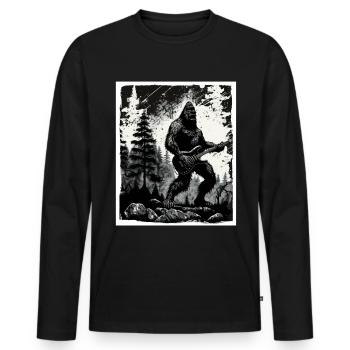 Big Foot Sasquatch Rock Guitare Musique Metal Grunge - T-shirt manches longues Premium bio Homme - noir - Devant - Nico (187cm)