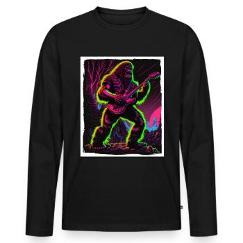 Big Foot Sasquatch Rock Guitare Musique Metal Grunge - T-shirt manches longues Premium bio Homme - noir - Devant - Nico (187cm)
