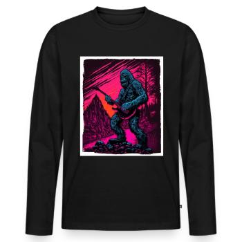 Big Foot Sasquatch Rock Guitare Musique Metal Grunge - T-shirt manches longues Premium bio Homme - noir - Devant - Nico (187cm)
