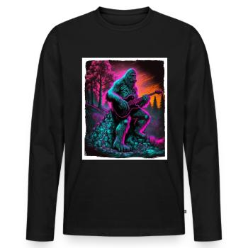 Big Foot Sasquatch Rock Guitare Musique Metal Grunge - T-shirt manches longues Premium bio Homme - noir - Devant - Nico (187cm)