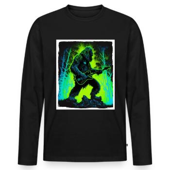 Big Foot Sasquatch Rock Guitare Musique Metal Grunge - T-shirt manches longues Premium bio Homme - noir - Devant - Nico (187cm)