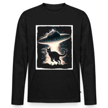 Cat Kitten Space Alien Planet Astronaut - Men's Premium Organic Long Sleeve Shirt - black - Front - Nico (187cm)