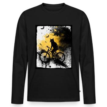 Cat Kitten Bike Bike Illustration abstraite - T-shirt manches longues Premium bio Homme - noir - Devant - Nico (187cm)