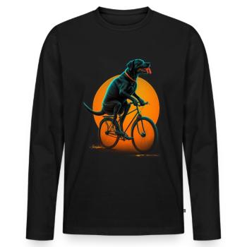 Cute Dog Labrador Bike Rider Driver - T-shirt manches longues Premium bio Homme - noir - Devant - Nico (187cm)