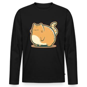 Big Cat Kitten Cute Cat Sleep Tired - Men's Premium Organic Long Sleeve Shirt - black - Front - Nico (187cm)