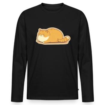 Big Cat Kitten Cute Cat Sleep Tired - Men's Premium Organic Long Sleeve Shirt - black - Front - Nico (187cm)