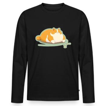 Big Cat Kitten Cute Cat Sleep Tired - Men's Premium Organic Long Sleeve Shirt - black - Front - Nico (187cm)
