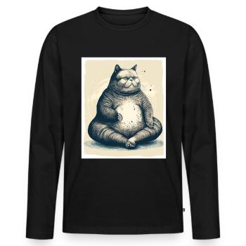 Kuschelige Katze Yoga Meditation Meditieren Grunge - Männer Premium Bio Langarmshirt - Schwarz - Vorne - Nico (187cm)
