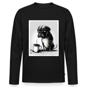 Dog Bulldog Coffee Cup Morning Grouch Cocoa Pug - Men's Premium Organic Long Sleeve Shirt - black - Front - Nico (187cm)