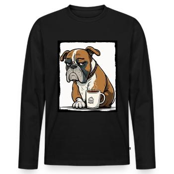 Dog Bulldog Coffee Cup Morning Grouch Cocoa Pug - Men's Premium Organic Long Sleeve Shirt - black - Front - Nico (187cm)