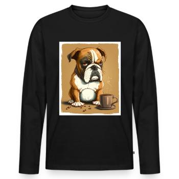 Dog Bulldog Coffee Cup Morning Grouch Cocoa Pug - Men's Premium Organic Long Sleeve Shirt - black - Front - Nico (187cm)