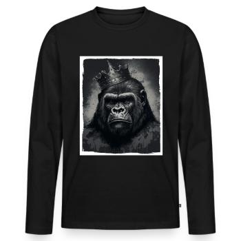 Monkey Gorilla King Chef Grunge Illustration - Men's Premium Organic Long Sleeve Shirt - black - Front - Nico (187cm)