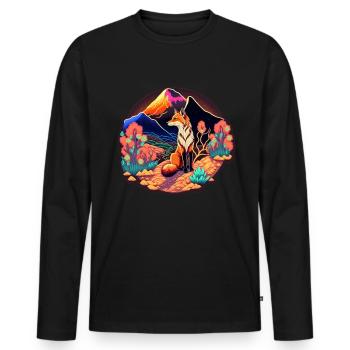 Fox Japan Fleur de cerisier Rétro Japonais - T-shirt manches longues Premium bio Homme - noir - Devant - Nico (187cm)