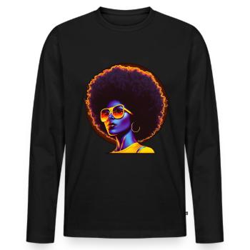 Afro Hair Retro Africa Queen Sunglasses Neon - Men's Premium Organic Long Sleeve Shirt - black - Front - Nico (187cm)