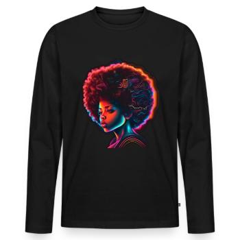 Afro Hair Retro Africa Queen Sunglasses Neon - Men's Premium Organic Long Sleeve Shirt - black - Front - Nico (187cm)