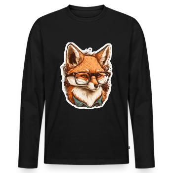 Renard mignon avec des lunettes de lecture Amateur de livres de renard - T-shirt manches longues Premium bio Homme - noir - Devant - Nico (187cm)