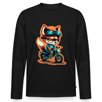 Süßer Fuchs mit Brille Fahrrad Bike Moped Roller - Männer Premium Bio Langarmshirt - Schwarz - Vorne - Nico (187cm)