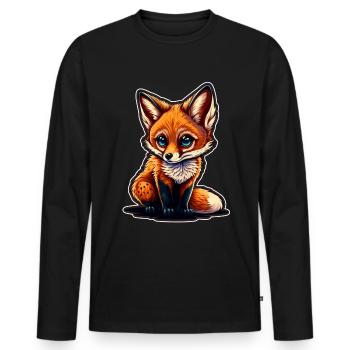 Cute Fox Baby Cuddle Shirt Cuddle Shirt - Men's Premium Organic Long Sleeve Shirt - black - Front - Nico (187cm)