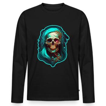 Böse Alte Frau Horror Skelett Dämon Bikerin - Männer Premium Bio Langarmshirt - Schwarz - Vorne - Nico (187cm)